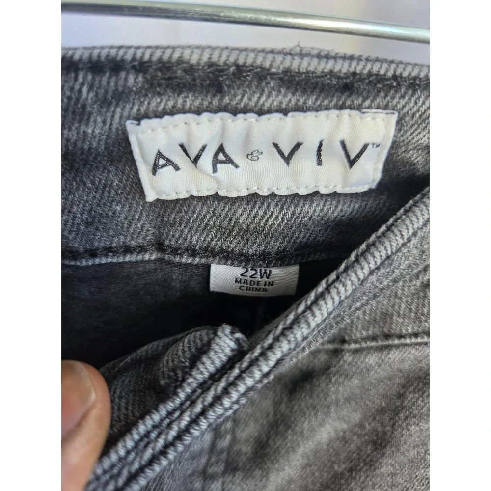 Ava & Viv Jeans Women  Gray Acid Wash Straight High Rise Cropped